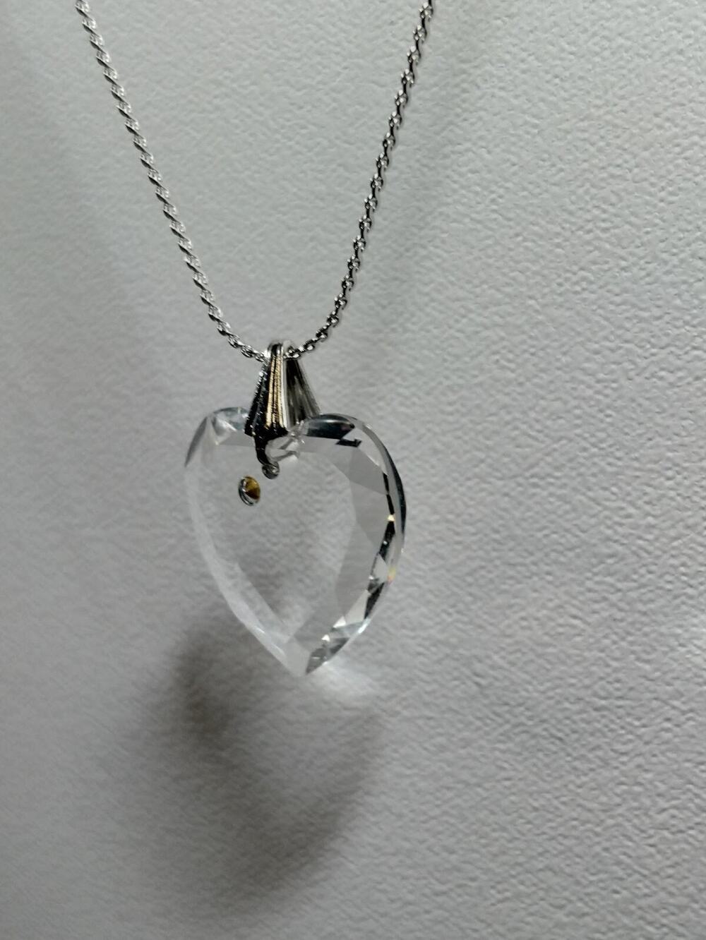 Vintage Sterling Silver 925 ITALY BB Swarovski Crystal Heart Pendant Necklaces L